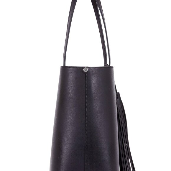 SAINT LAURENT BLACK LEATHER PERFORATED LOGO LARGE TOTE - Picture 3 of 15